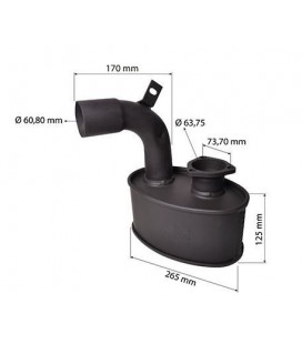 SILENCIEUX D'ECHAPPEMENT SOUS CAPOT ADAPTABLE MASSEY FERGUSON 3712928M2 3814606M1 3814606M2