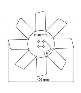 VENTILATEUR 6 PALES D406MM ADAPTABLE MASSEY FERGUSON ET LANDINI 001651U91 1874995M91 1874995M92 3538983M91