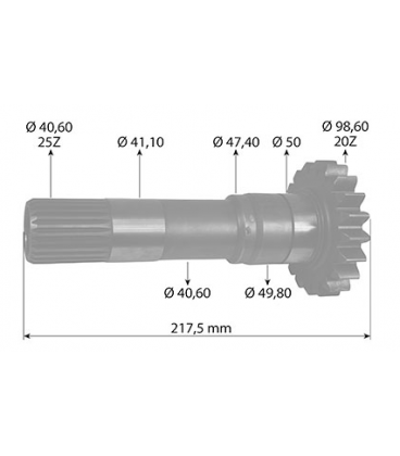 ARBRE PRIMAIRE DE PRISE DE FORCE ADAPTABLE MASSEY FERGUSON 1677738M1 1677738R1 1677746M91 1677746M92  6203585M1