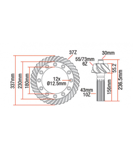 KIT COUPLE CONIQUE 6X37 ADAPTABLE MASSEY FERGUSON 182115M91 1885317M91 1885317M92 531862M91 960196M91