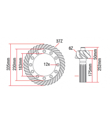 KIT COUPLE CONIQUE 6X37 ADAPTABLE MASSEY FERGUSON 1661602M91 1661603M91 1683757M91 1889777M91