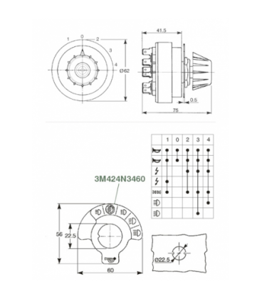 COMMUTATEUR D'ECLAIRAGE ADAPTABLE MASSEY FERGUSON ET LANDINI 3300530M91