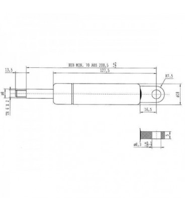 VERIN A GAZ DE TOIT OUVRANT ADAPTABLE MASSEY FERGUSON ET LANDINI 3303021M91