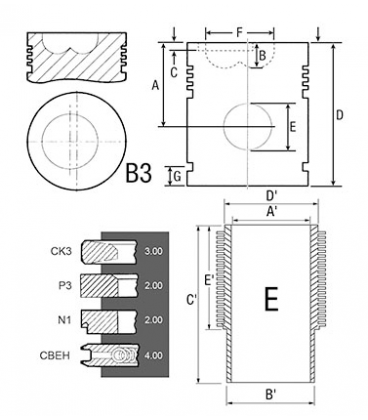 KIT CHEMISE PISTON (AXE D 35) SEGMENTS ADAPTABLE RENAULT 7701023379