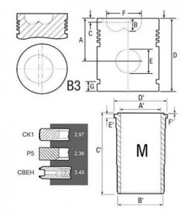 KIT CHEMISE PISTON SEGMENTS D 106.5 ADAPTABLE RENAULT CLAAS MOTEUR JOHN DEERE 6005012806