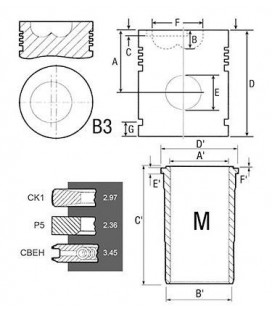 KIT CHEMISE PISTON SEGMENTS ADAPTABLE RENAULT CLAAS 6005012804