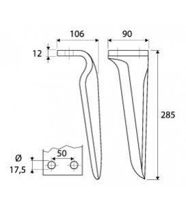 DENT DE HERSE ADAPTABLE RH66 "MASCHIO"