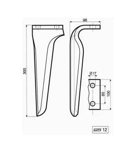 DENT DE HERSE ADAPTABLE RH75 "MASCHIO"