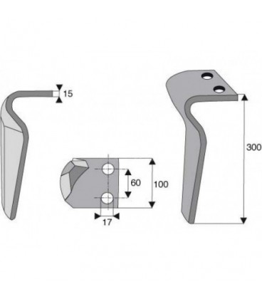 DENT DE HERSE ADAPTABLE RH50 "MASCHIO-BREVIGLIERI"