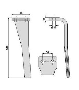 DENT DE HERSE ADAPTABLE RH71 "SICMA" ET "MASCHIO"