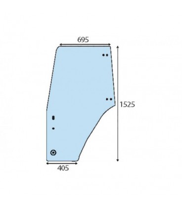 GLACE DE PORTE DROITE TEINTEE BOMBEE 7 TROUS ADAPTABLE FIAT ET CASE IH 82019225 82036000