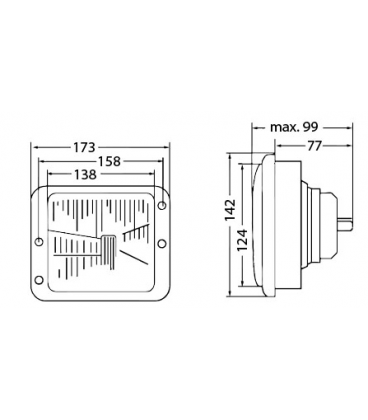 OPTIQUE DE PHARE AVANT 173X142 ADAPTABLE CASE IH 3140022R91 3404170R91 3404170R93 3404170R94