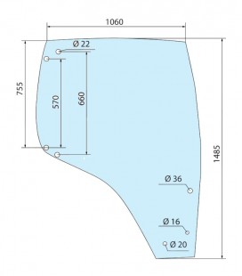 VITRE DE PORTE DROITE CASE NEW HOLLAND STEYR 82027356 , 84280178 , 87528172 , 87560790 , 87560791