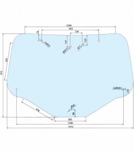 VITRE ARRIERE BOMBEE CASE NEW HOLLAND STEYR 82030887 , 87663400 , 87744542