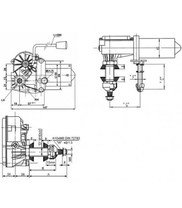 MOTEUR D'ESSUIE GLACE ADAPTABLE JOHN DEERE SERIES 40 ET 50 AL34843 AL35843 AL55527 ER047208 ER47208 AL208529