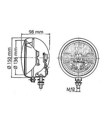 PHARE AVANT ROND ADAPTABLE TRACTEURS ANCIENS RENAULT MASSEY FORD 310068