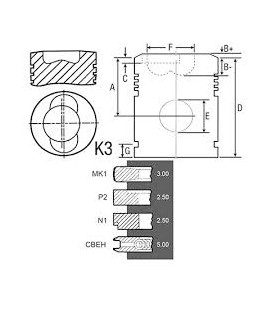 PISTON AVEC 4 SEGMENTS Ø 102 MM STANDARD ADAPTABLE DEUTZ AXE 35MM 04158849