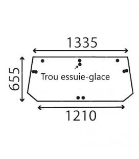 VITRE ARRIÈRE PLATE CASE IH - TEINTÉE  134671024, 134671025, 134671049, 134671072, 134671092, 47109343, 47110842