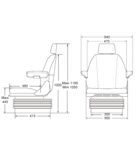 SIÈGE À SUSPENSION PNEUMATIQUE STANDARD D8575 TISSU 12V APPUIE TETE CEINTURE