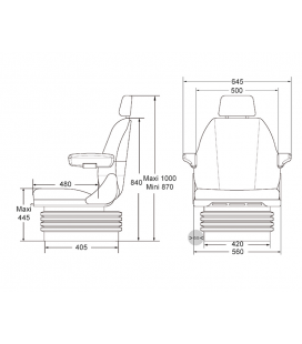 SIÈGE À SUSPENSION PNEUMATIQUE D5580ACH VIS 12V