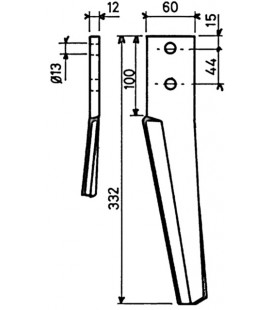 DENT DE HERSE ROTATIVE DROITE OU GAUCHE ADAPTABLE MASCHIO 255022D, 255022G, RH29DX