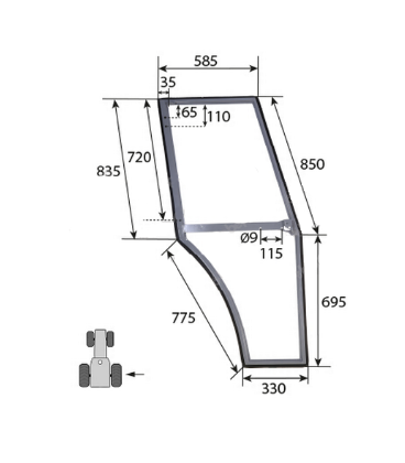 CADRE DE PORTE DROIT ADAPTABLE MASSEY FERGUSON 3478236M92 348235M92