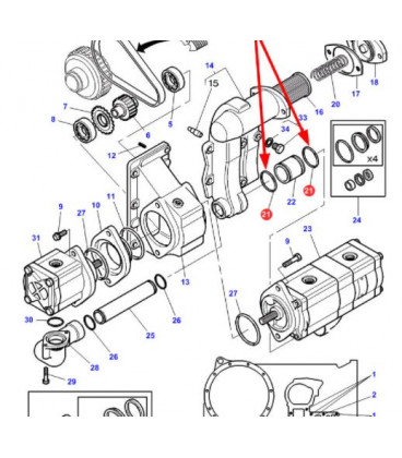 JOINT TORIQUE DE NEZ DE POMPE HYDRAULIQUE AD MASSEY FERGUSON 363888X1