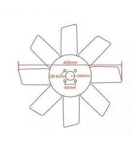 VENTILATEUR MOTEUR 8 PALES D 406MM ADAPTABLE JOHN DEERE AT26373