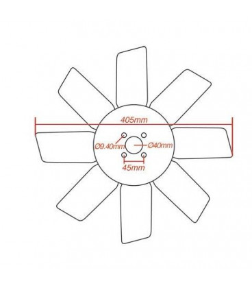 VENTILATEUR MOTEUR 8 PALES D 406MM ADAPTABLE JOHN DEERE AT26373