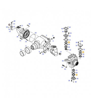 JOINT PIVOT PONT AVANT FENDT JOHN DEERE SDF RANULT VALTRA 04383086, 385300020540, 4383086, 6005026101, AL115659, V31801700