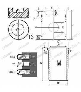 ENSEMBLE CHEMISE PISTON SEGMENTS JOINTS 106.50 MM ADAPTABLE JOHN DEERE CLAAS RE507850 6005028694