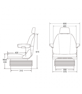 SIEGE PNEUMATIQUE SUSPENSION ULTRA BASSE FRÉQUENCE AS 930 TISSUS 12V