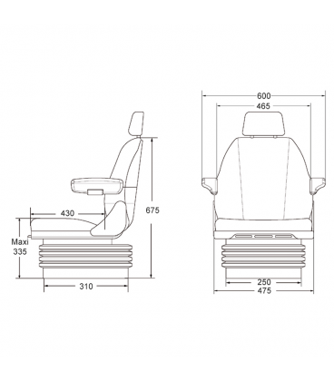 SIEGE PNEUMATIQUE SUSPENSION ULTRA BASSE FRÉQUENCE AS 930 TISSUS 12V