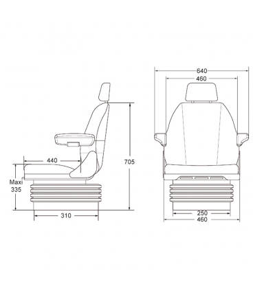 SIEGE PNEUMATIQUE SUSPENSION ULTRA BASSE FREQUENCE DELUXE D3030 TISSU SEARS CONSOLE TOURNANTE