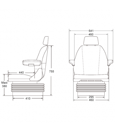 SIEGE AS 3045 TISSU AVEC CONSOLE TOURNANTE