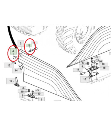 KIT ROTULE ET BOUTON ATTACHE CAPOT ADAPTABLE JOHN DEERE L155125 AL157000