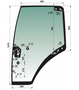 VITRE DE PORTE GAUCHE ADAPTABLE FENDT 737812030021